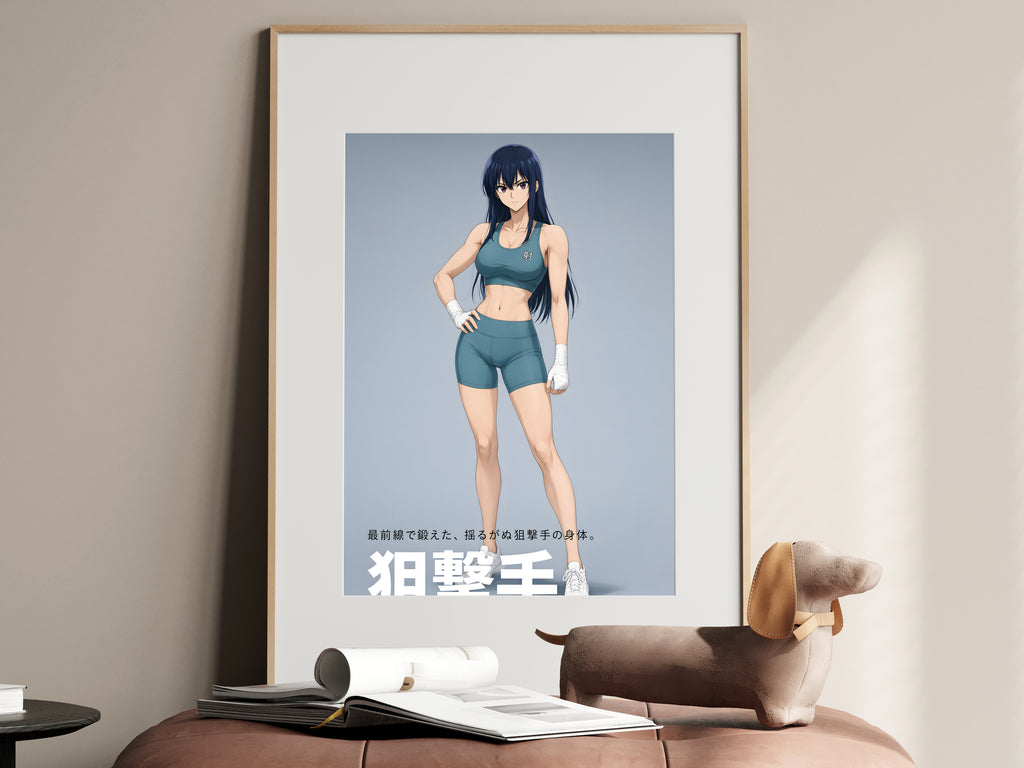 Kaiju No. 8 Mina Ashiro Teal Athletic Portrait Anime Poster — i01467