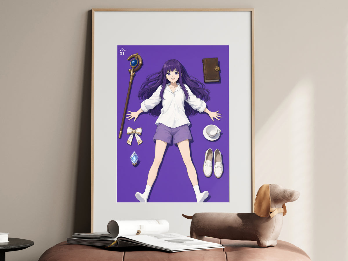 Frieren Fern Flatlay Editorial Anime Poster — i01467