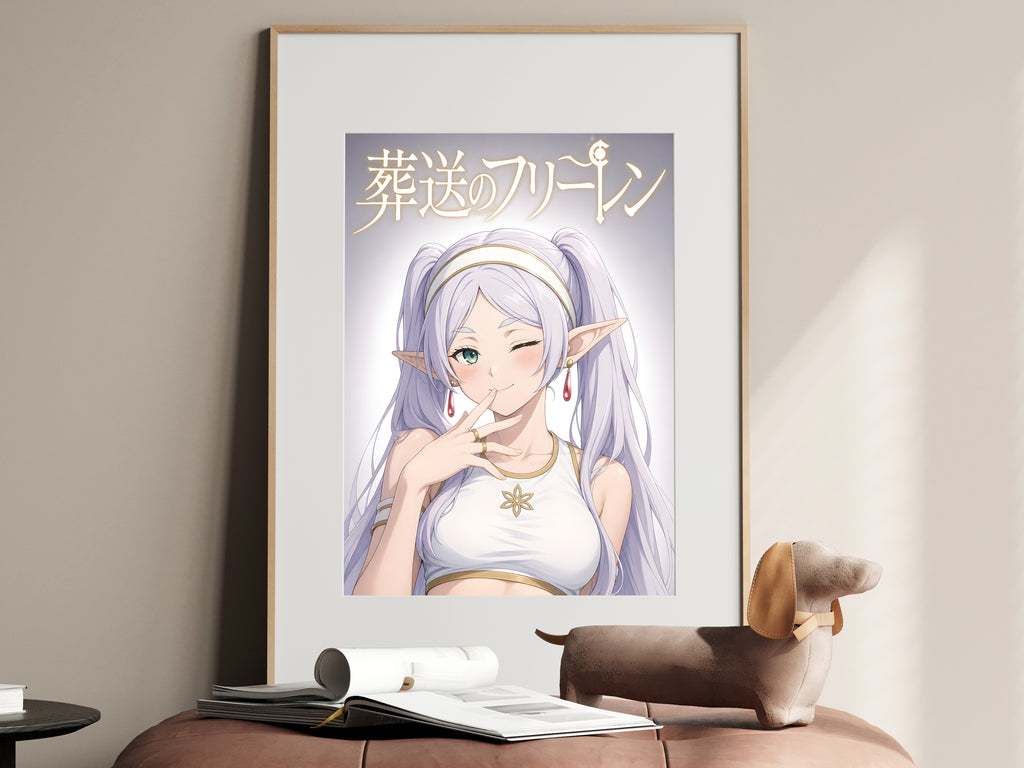 Frieren Winking Studio Portrait Anime Poster — i01467