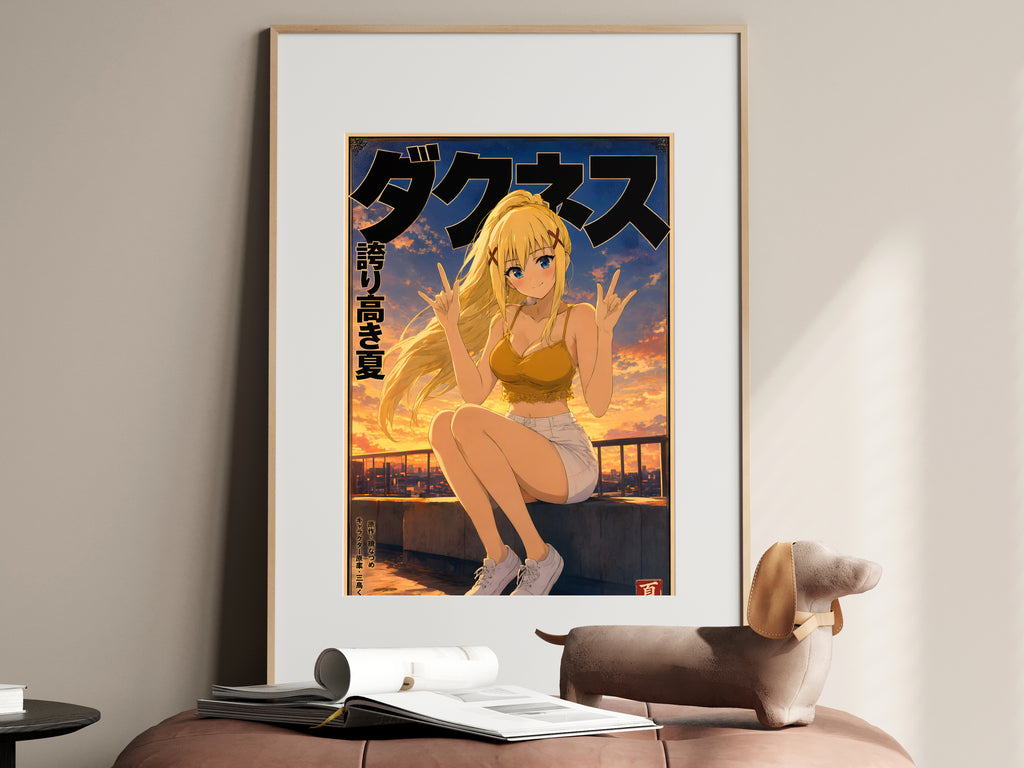KonoSuba Darkness Golden Rooftop Portrait Anime Poster — i01467