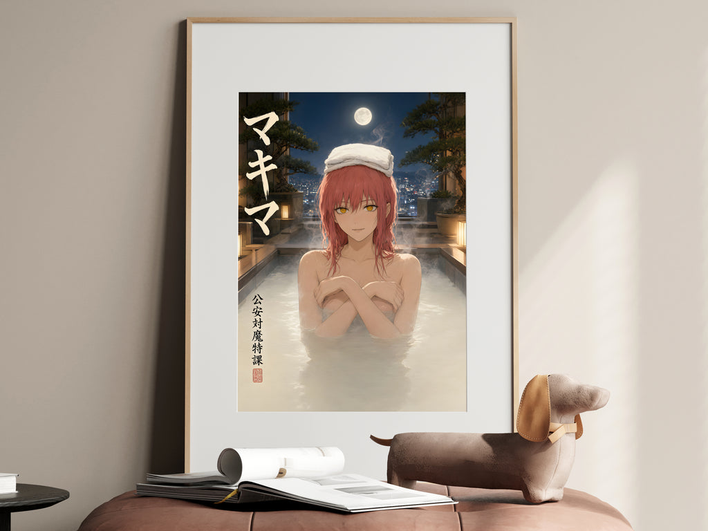 Chainsaw Man Makima Moonlit Onsen Portrait Anime Poster — i01467