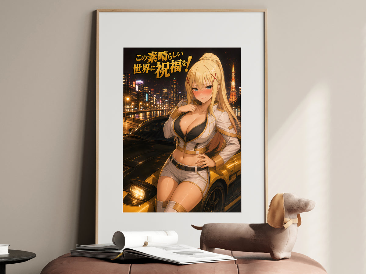 KonoSuba Darkness Golden Night Drive Anime Poster — i01467