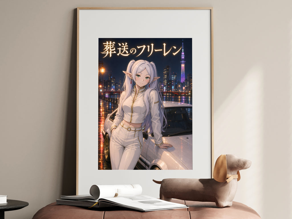 Frieren Night Skyline Car Anime Poster — i01467