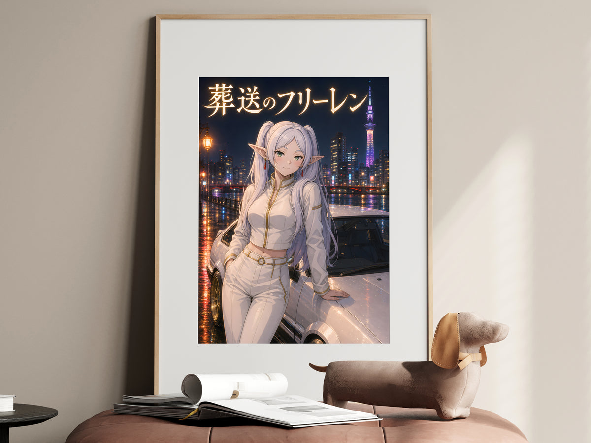 Frieren Night Skyline Car Anime Poster — i01467