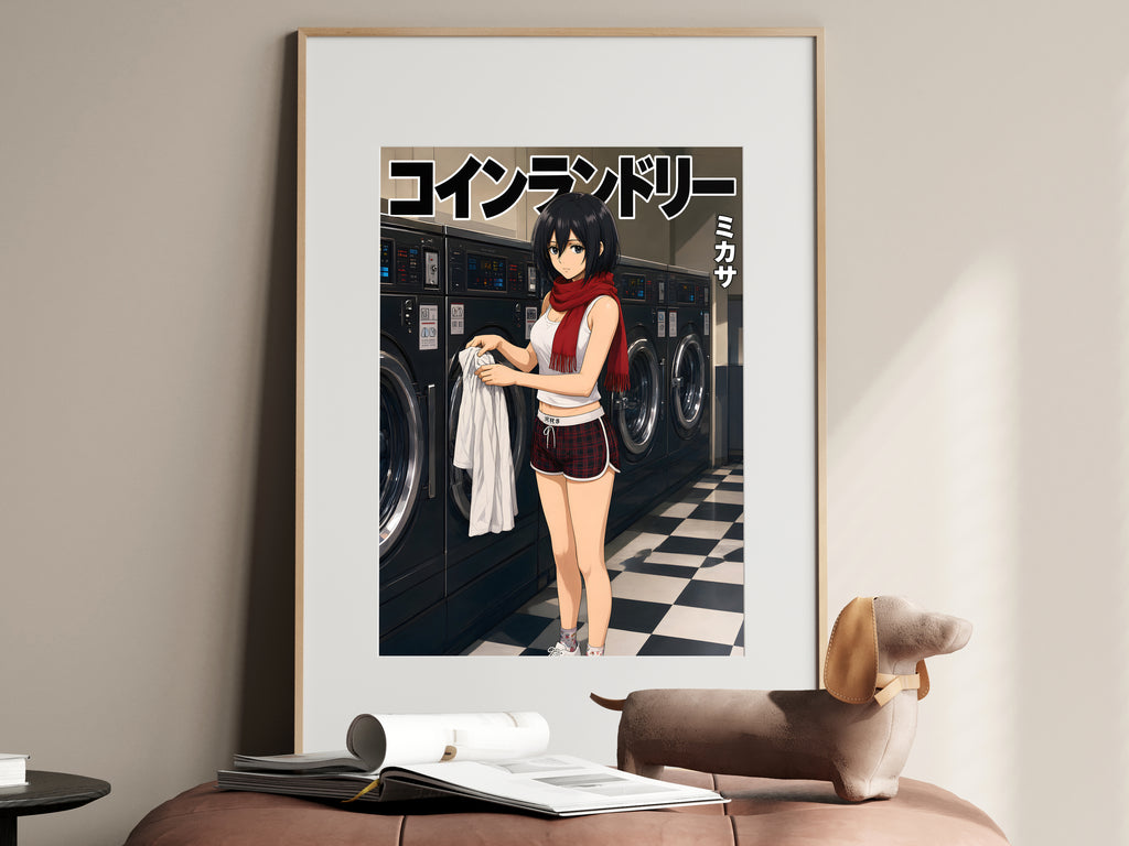 Attack on Titan Mikasa Laundromat Anime Poster — i01467
