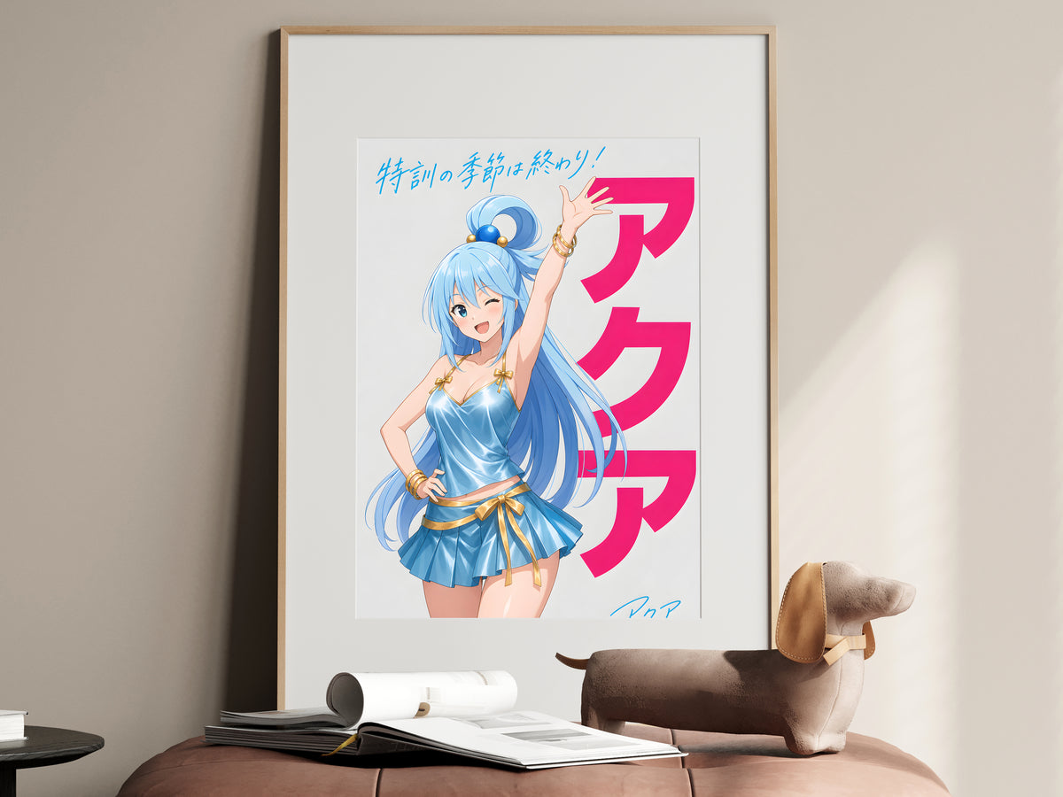 KonoSuba Aqua Blue Gold Dress Anime Poster — i01467