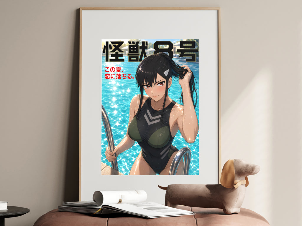 Kaiju No. 8 Mina Ashiro Poolside Tactical Swimwear Anime Poster — i01467