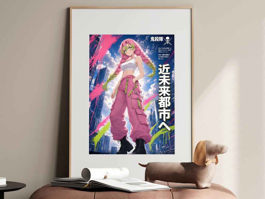 Demon Slayer Mitsuri Future City Streetwear Anime Poster — i01467