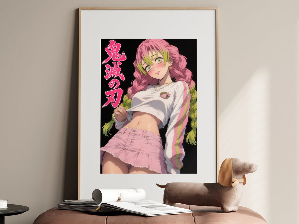 Demon Slayer Mitsuri Pink Skirt Flash Portrait Anime Poster — i01467