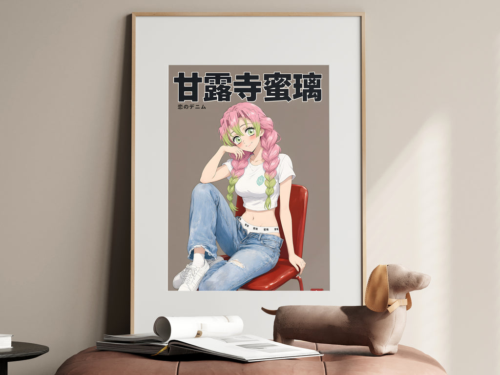 Demon Slayer Mitsuri Denim Studio Portrait Anime Poster — i01467