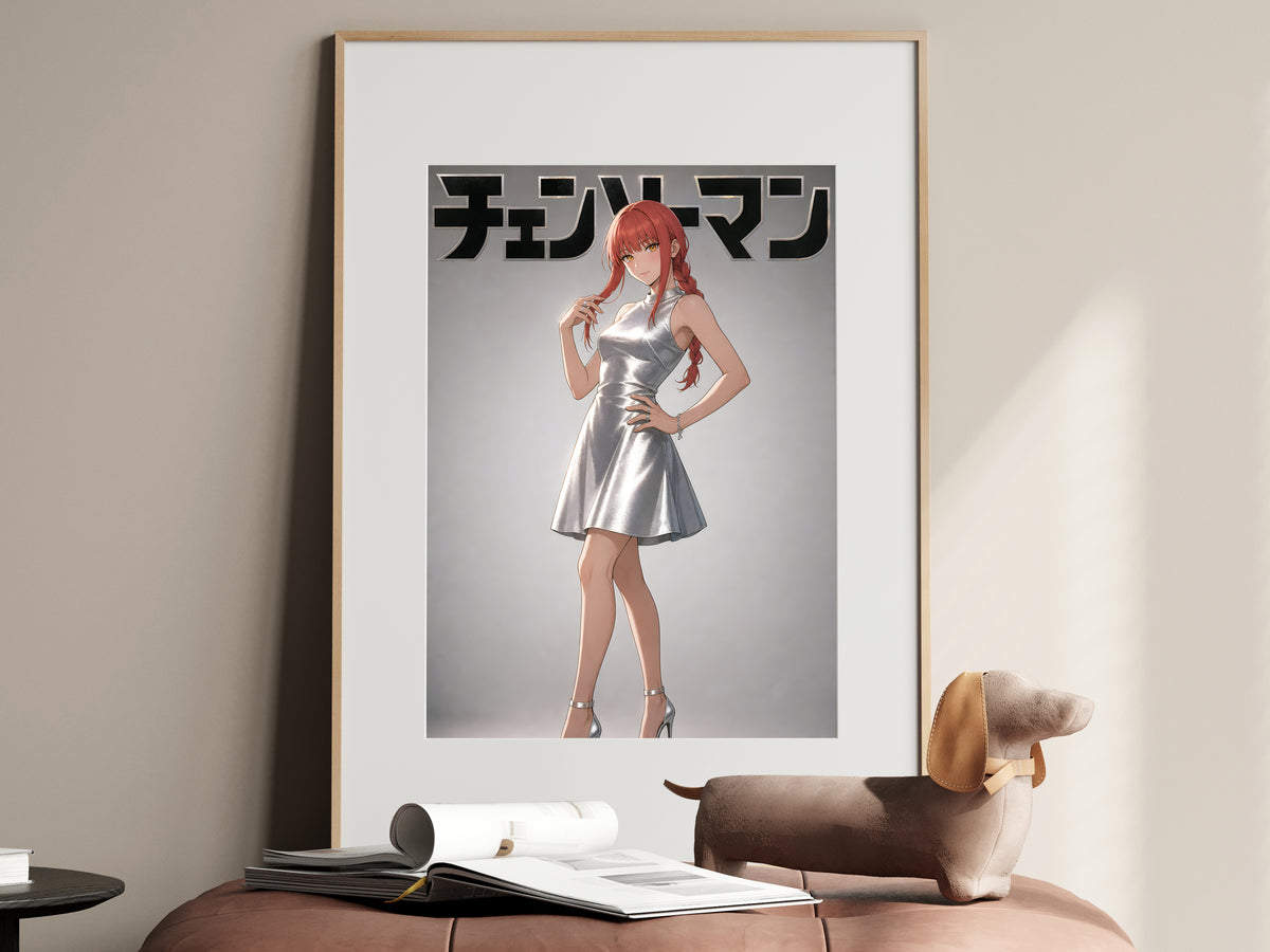Chainsaw Man Makima Silver Dress Editorial Anime Poster — i01467
