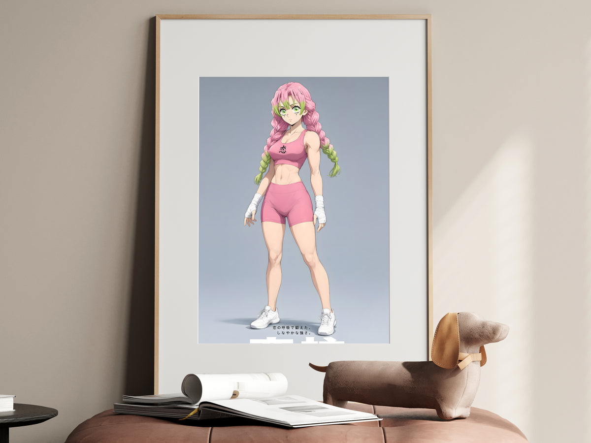 Demon Slayer Mitsuri Pink Athletic Portrait Anime Poster — i01467