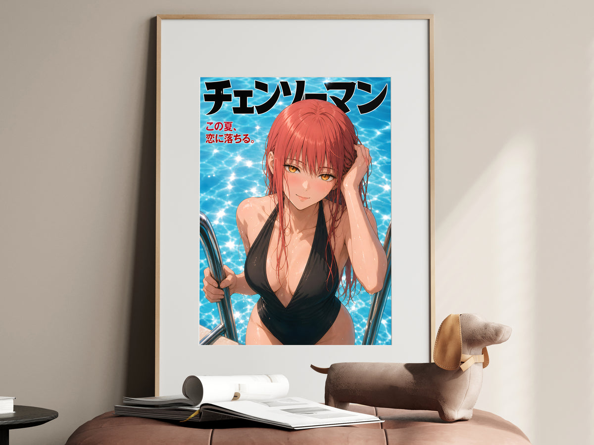 Chainsaw Man Makima Poolside Swimsuit Portrait Anime Poster — i01467