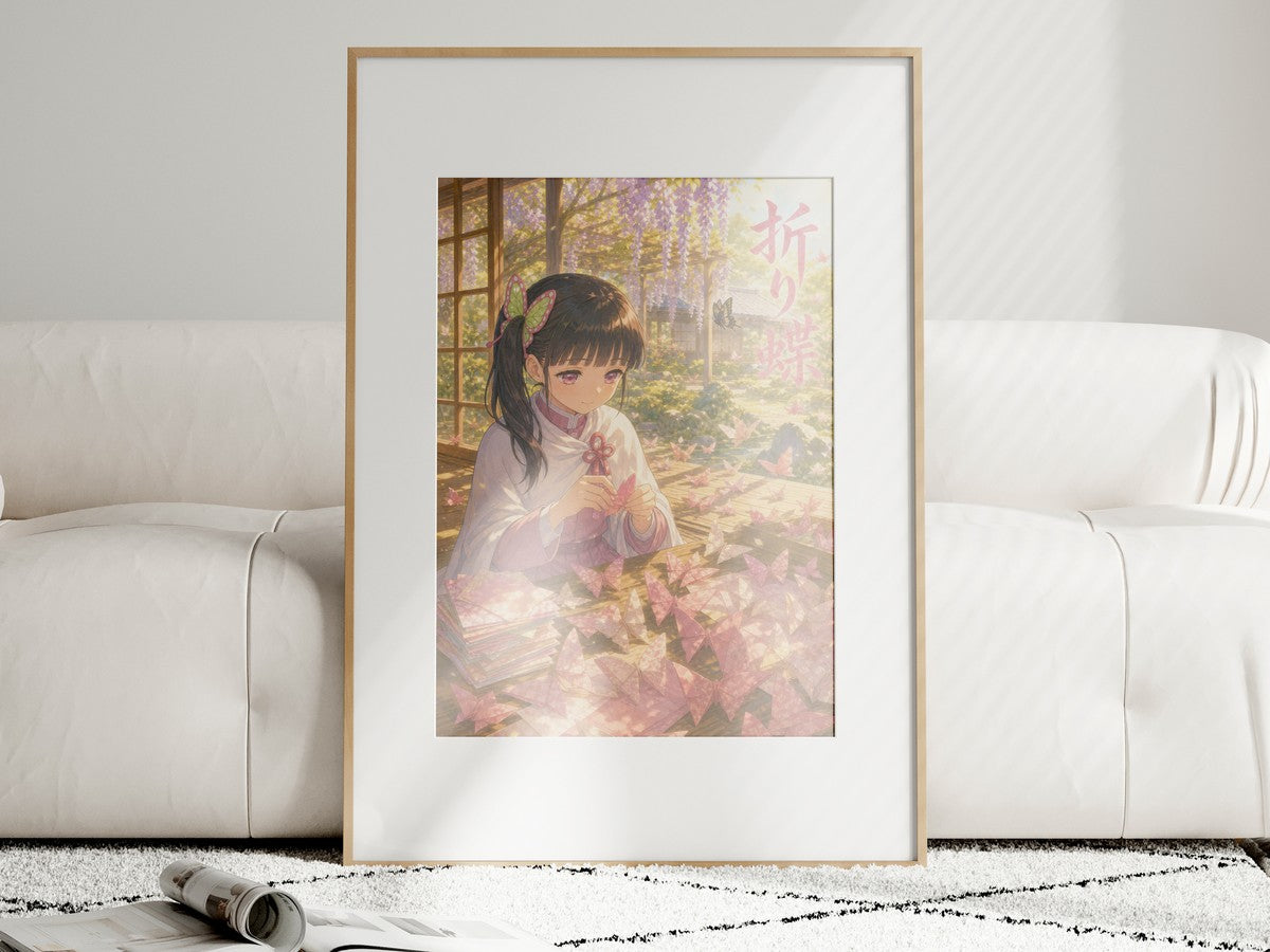 Demon Slayer Kanao Ghibli Set Origami Butterflies Anime Poster