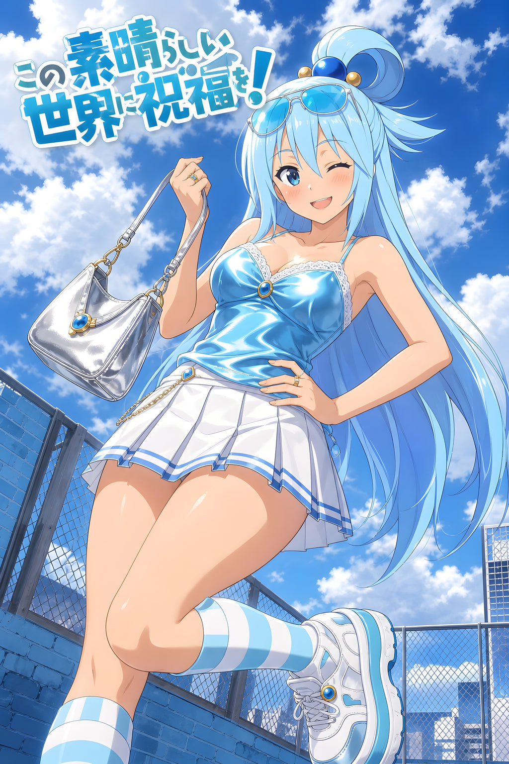 KonoSuba Aqua Blue Summer Fashion Anime Poster — raw