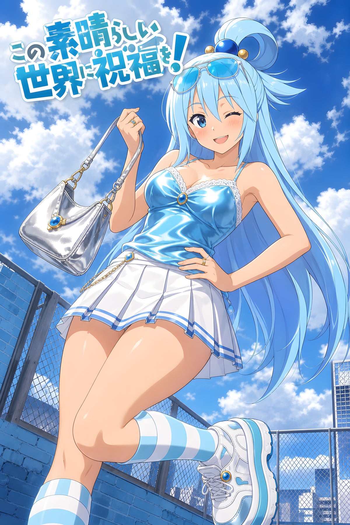 KonoSuba Aqua Blue Summer Fashion Anime Poster — raw