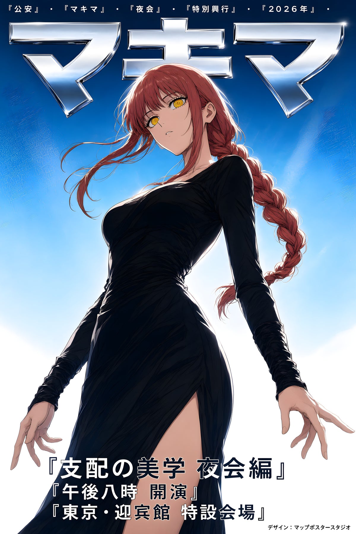 Chainsaw Man Makima Ice Blue Dress Portrait Anime Poster — raw