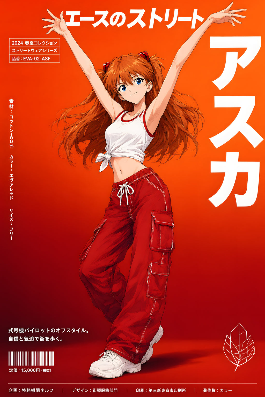 Evangelion Asuka Red Streetwear Anime Poster — raw