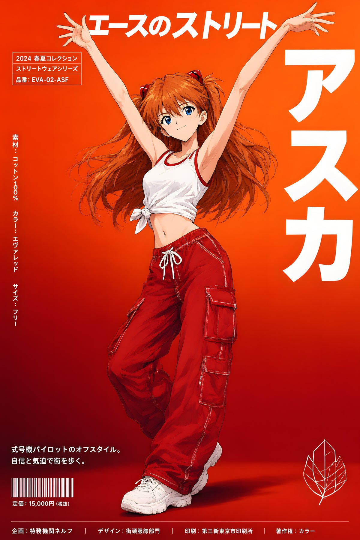 Evangelion Asuka Red Streetwear Anime Poster — raw