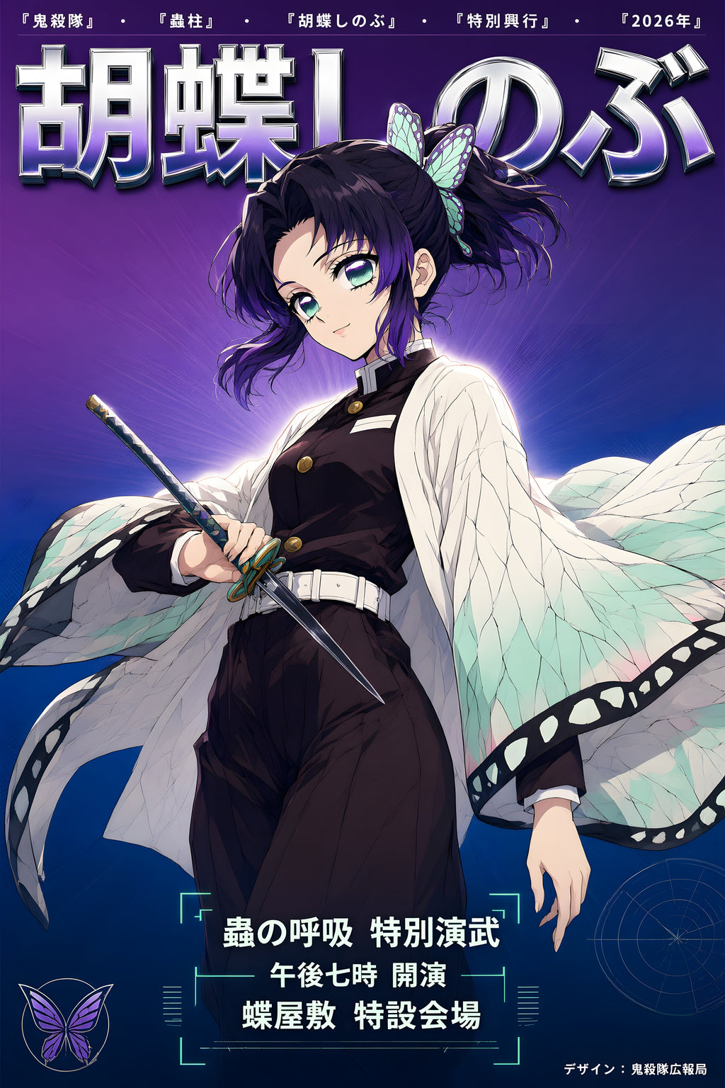 Demon Slayer Shinobu Kocho Butterfly Haori Anime Poster — raw