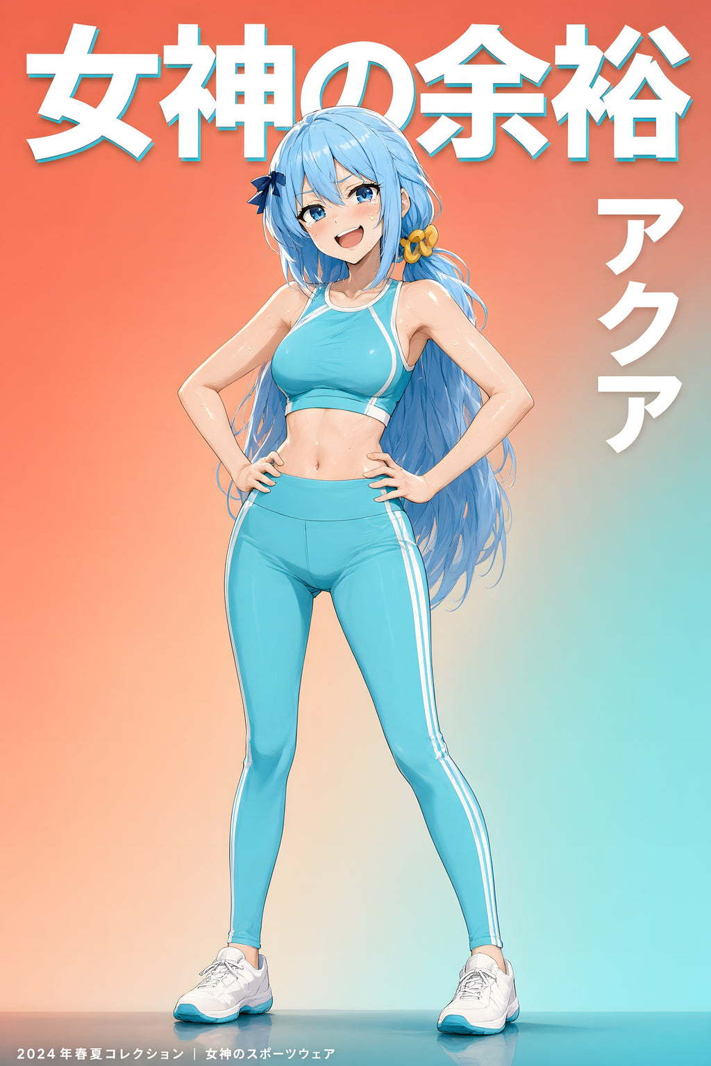KonoSuba Aqua Teal Activewear Anime Poster — raw