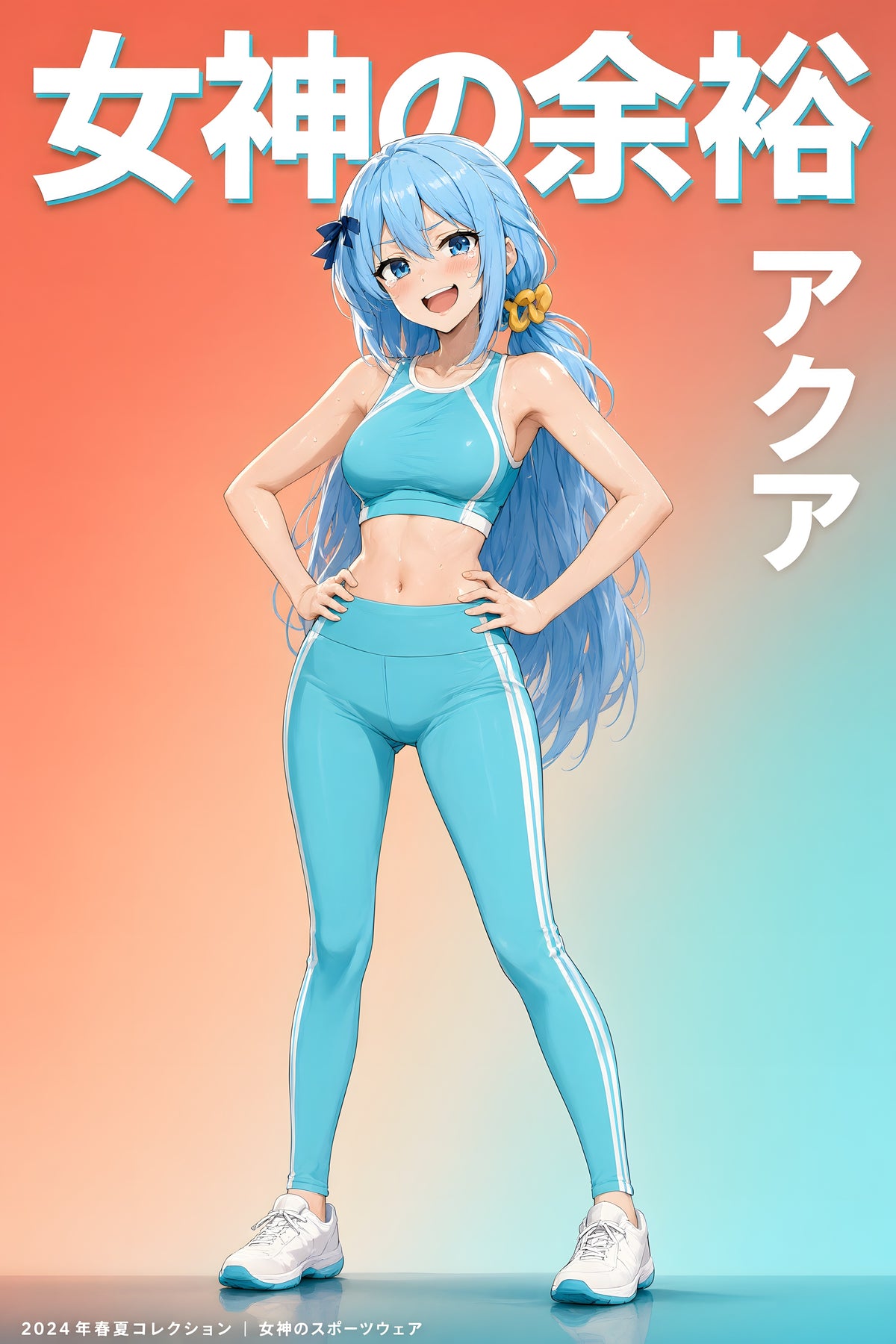 KonoSuba Aqua Teal Activewear Anime Poster — raw