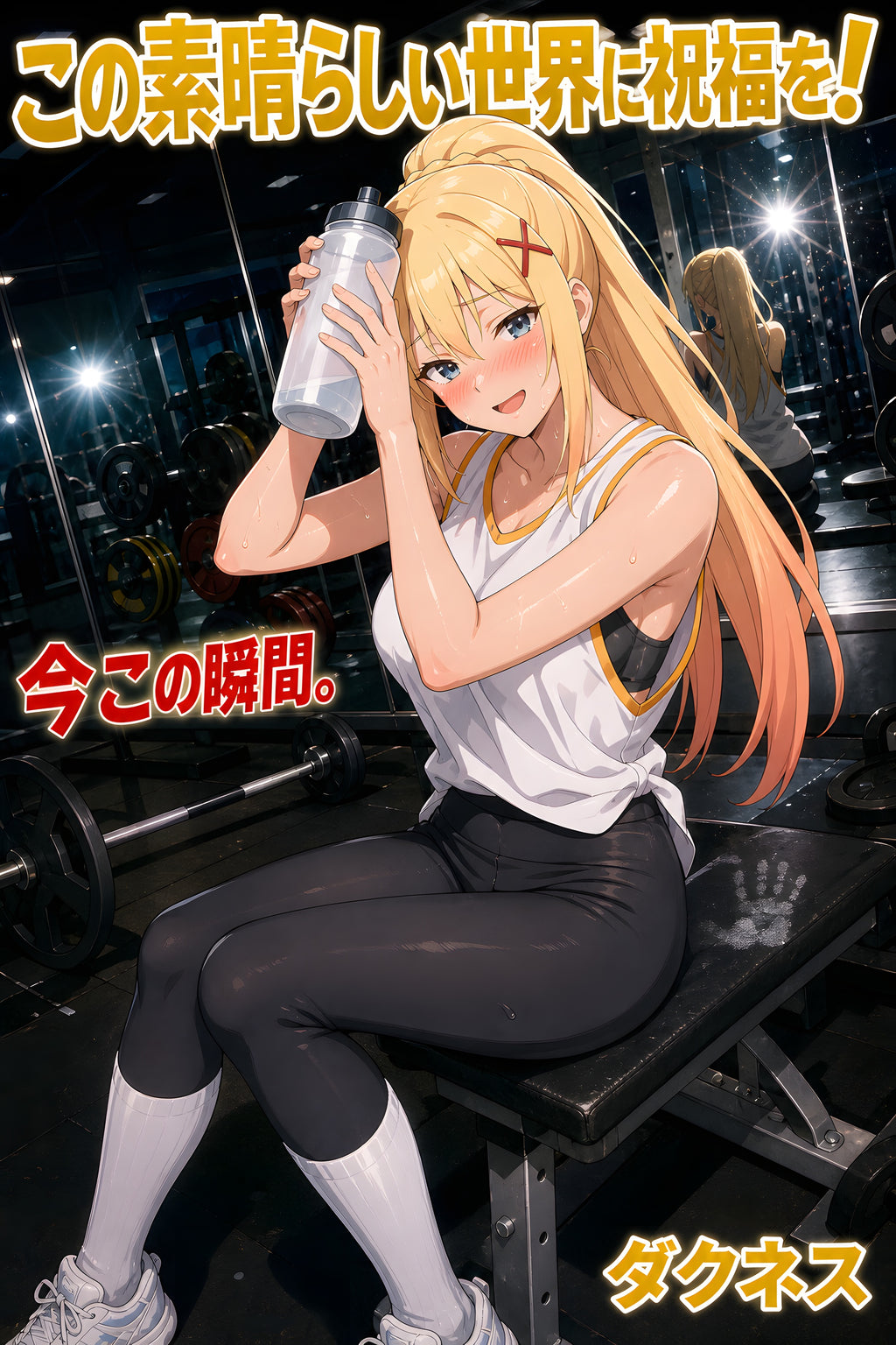 KonoSuba Darkness Gym Water Break Anime Poster — raw