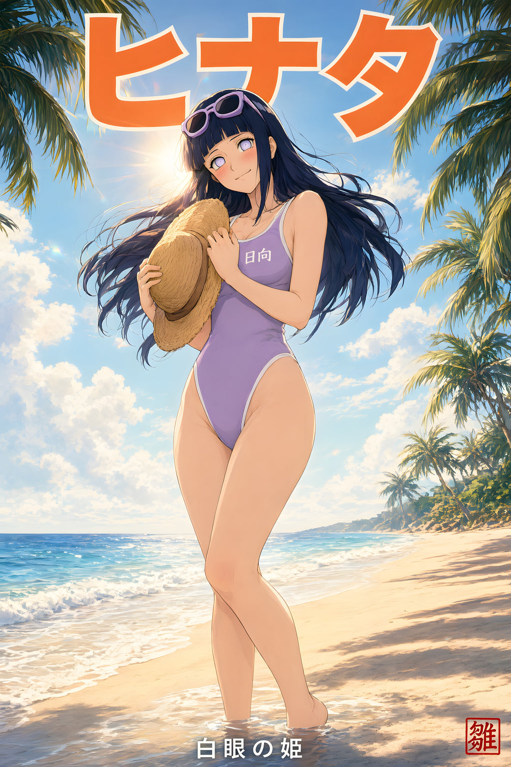 Naruto Hinata Tropical Shore Anime Poster — raw