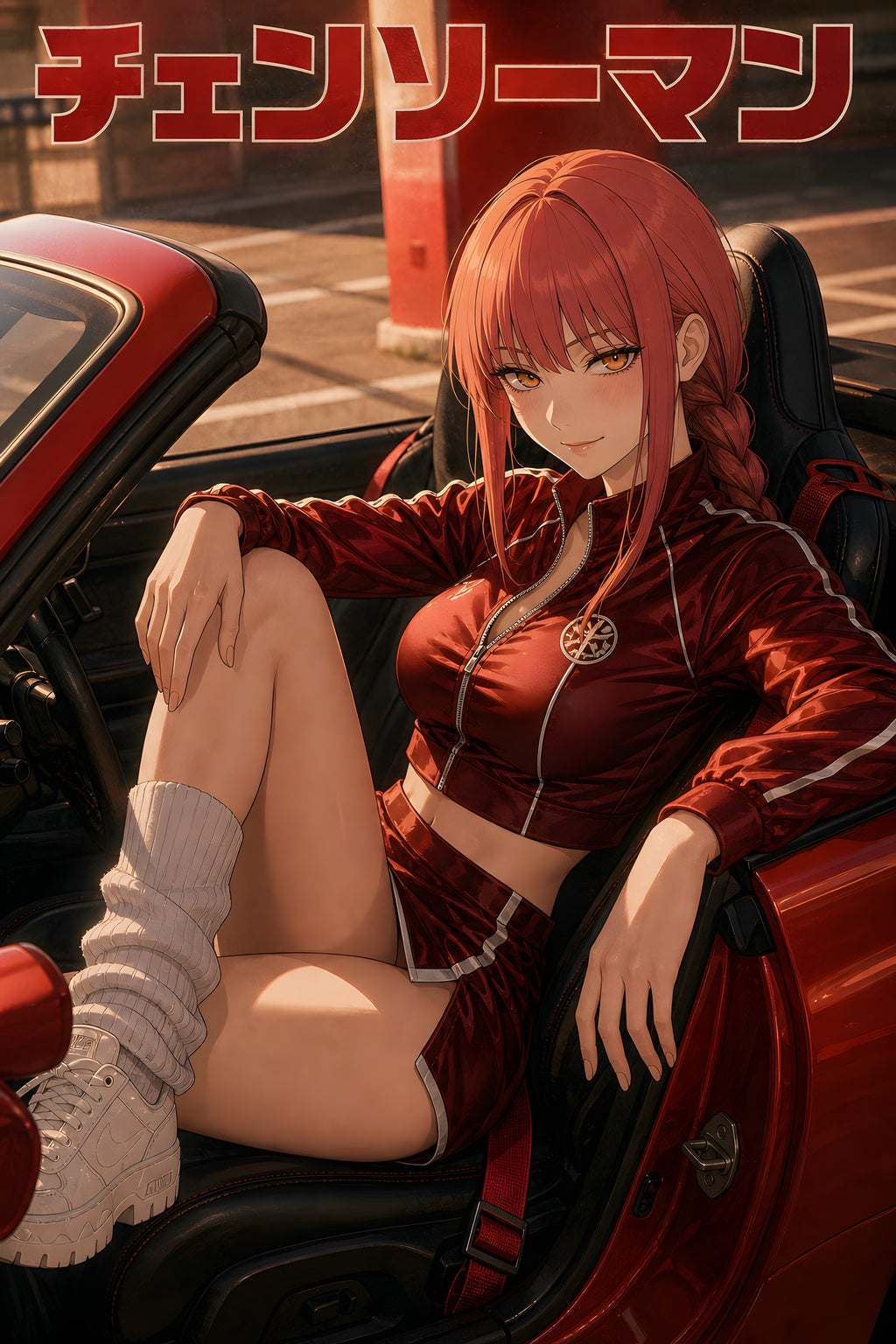 Chainsaw Man Makima Red Convertible Portrait Anime Poster — raw