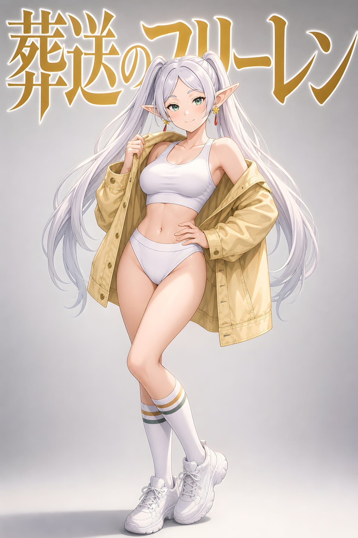 Frieren Gold Jacket Athletic Anime Poster — raw