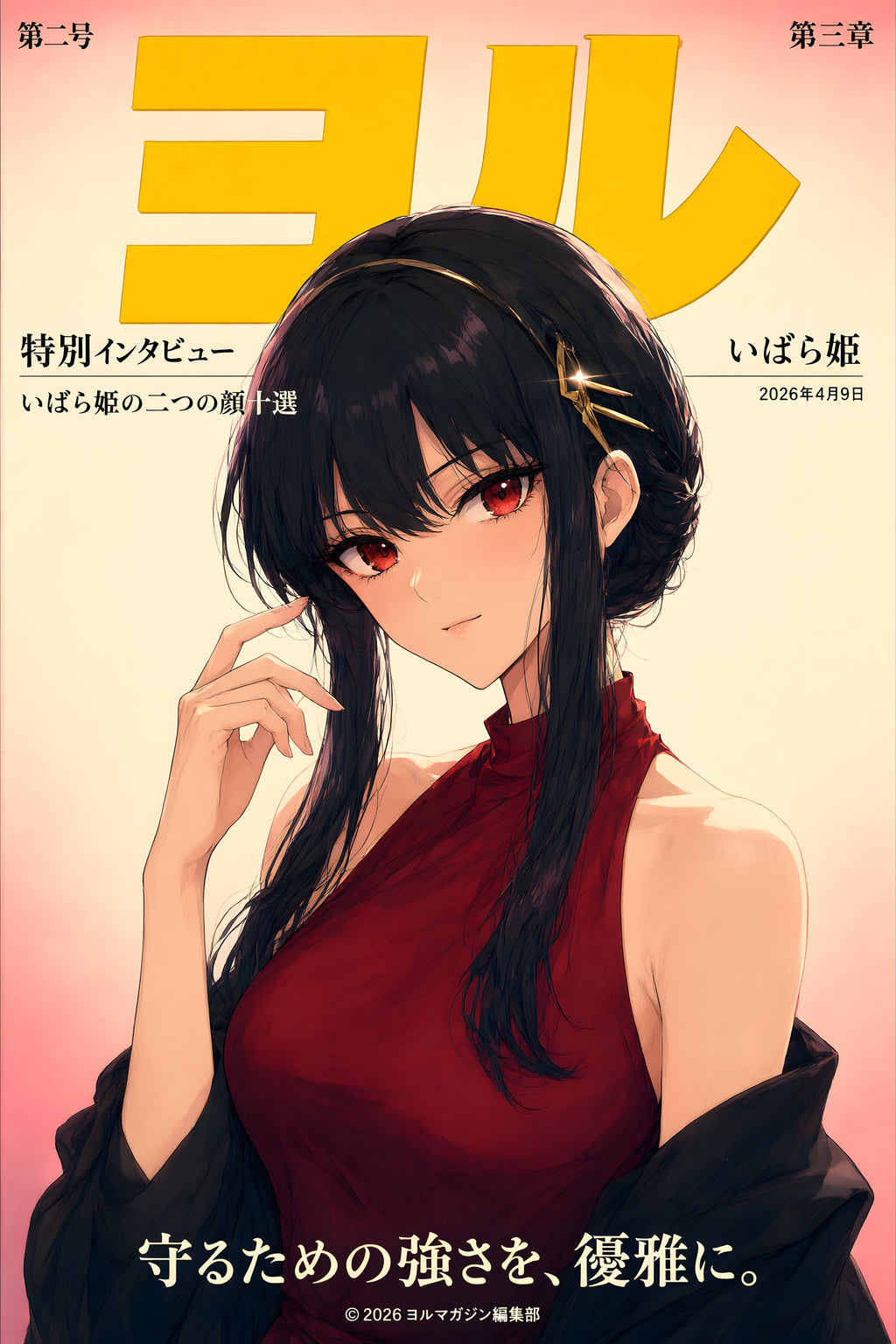 Spy x Family Yor Forger Burgundy Magazine Portrait Anime Poster — raw