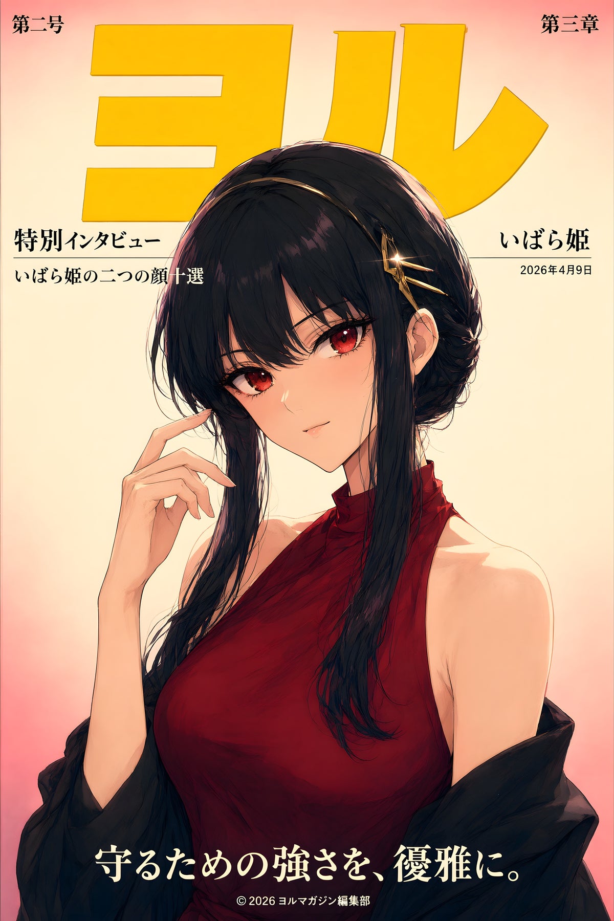 Spy x Family Yor Forger Burgundy Magazine Portrait Anime Poster — raw