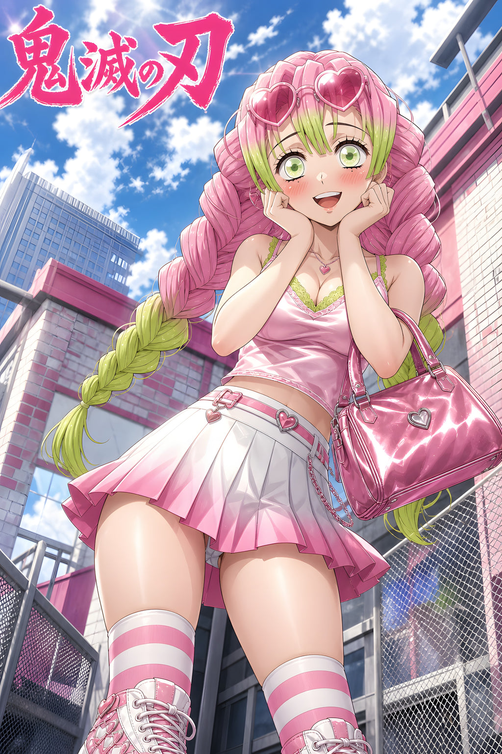 Demon Slayer Mitsuri Sunny Pink Street Style Anime Poster — raw