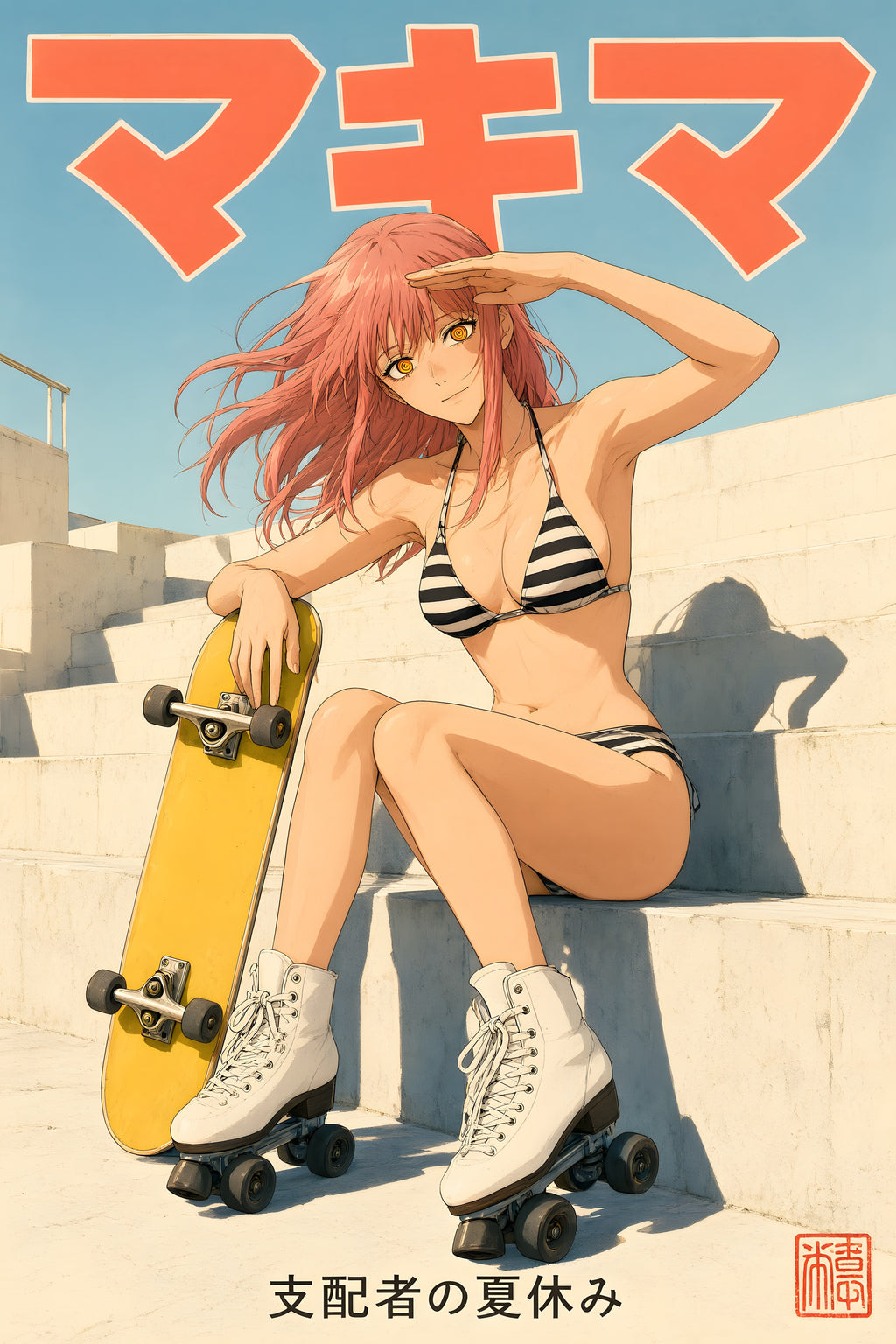 Chainsaw Man Makima Roller Skate Anime Poster — raw