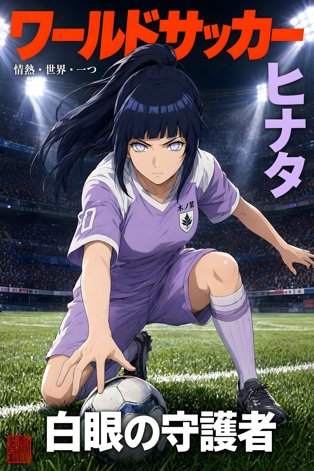 Naruto Hinata Football Cover Anime Poster — raw