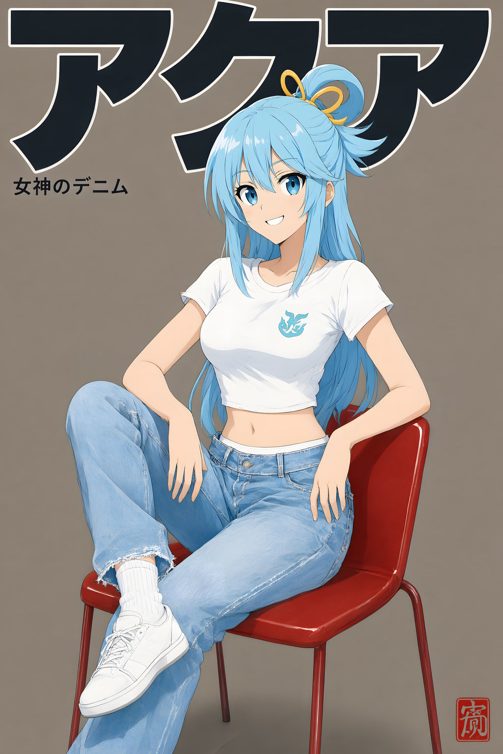 KonoSuba Aqua Denim Studio Anime Poster — raw
