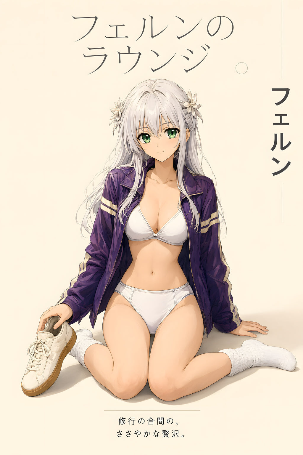 Frieren Silver-Haired Lounge Fashion Anime Poster — raw
