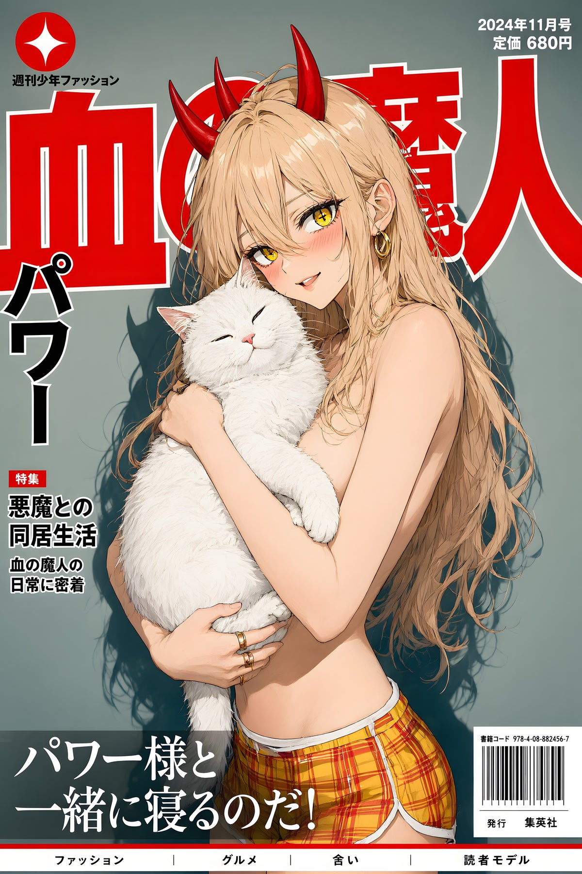 Chainsaw Man Power Meowy Cat Magazine Anime Poster — raw