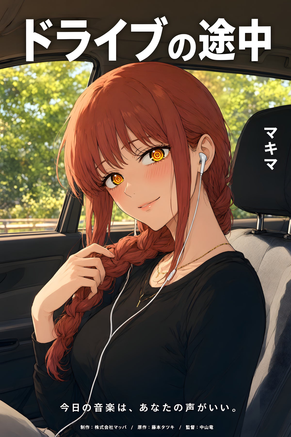 Chainsaw Man Makima Road Trip Earbuds Anime Poster — raw
