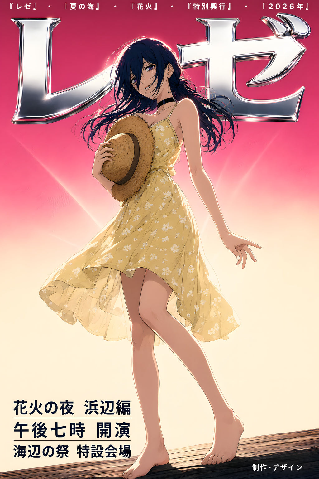 Chainsaw Man Reze Sakura Sundress Portrait Anime Poster — raw