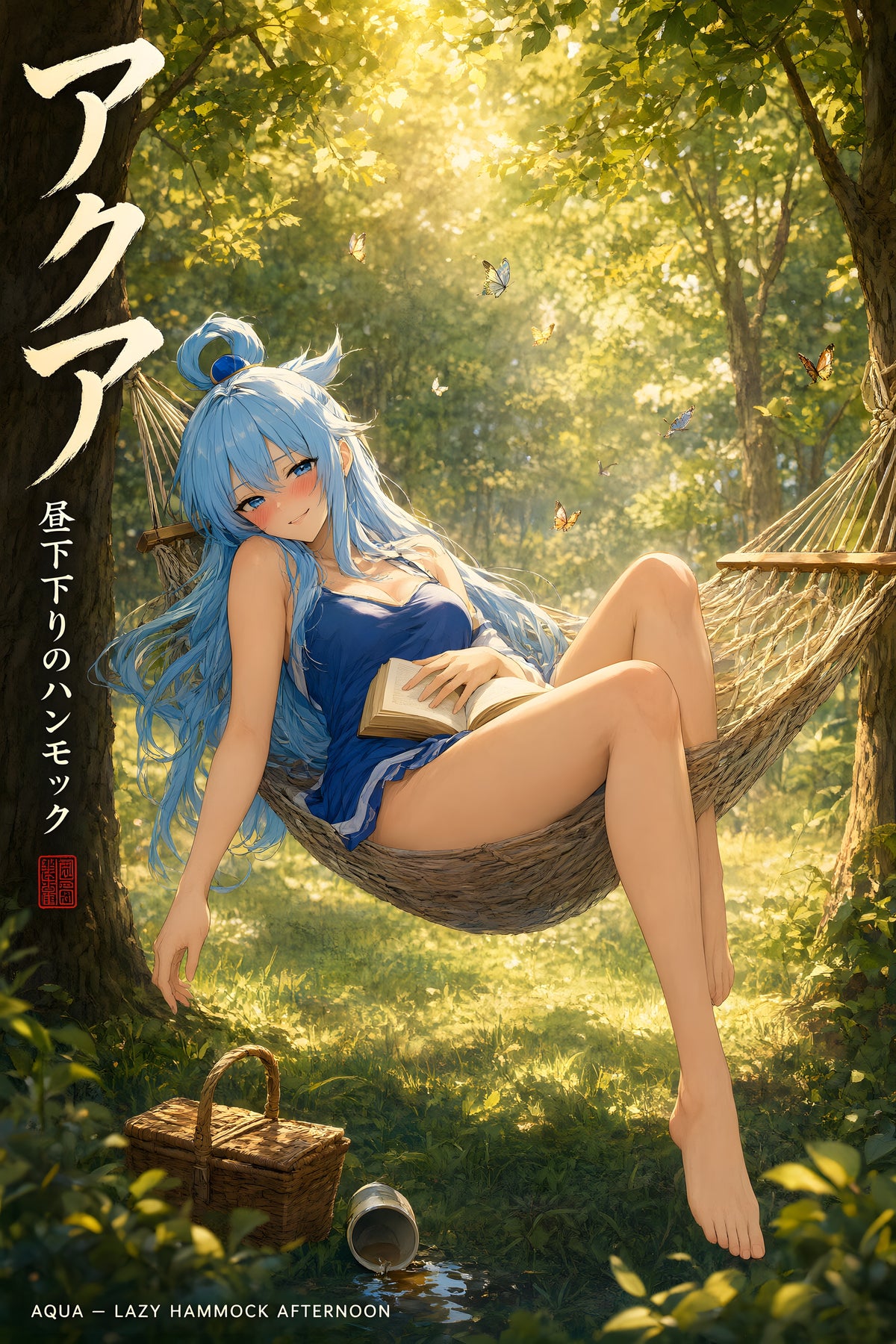 KonoSuba Aqua Golden Forest Hammock Anime Poster — raw