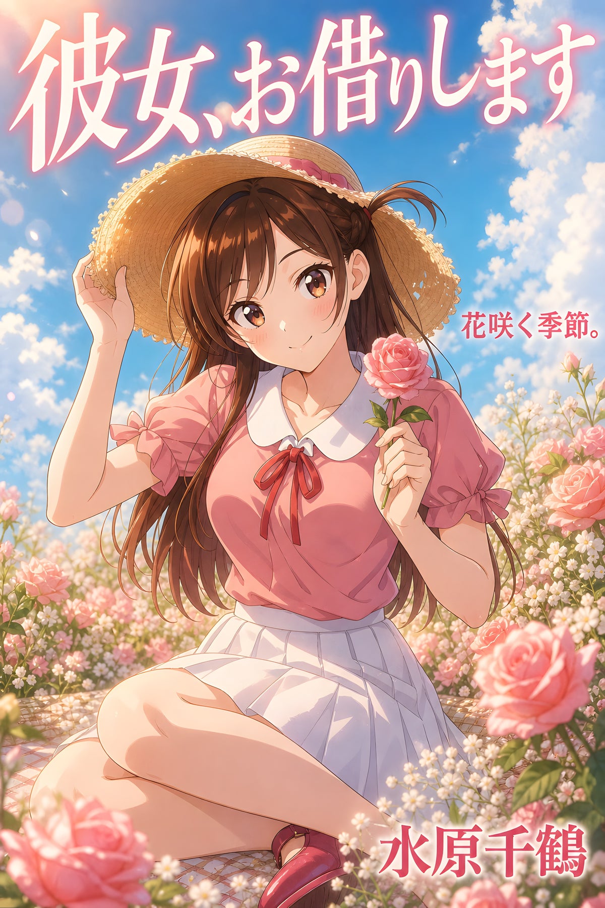 Rent-a-Girlfriend Chizuru Summer Flower Field Anime Poster — raw