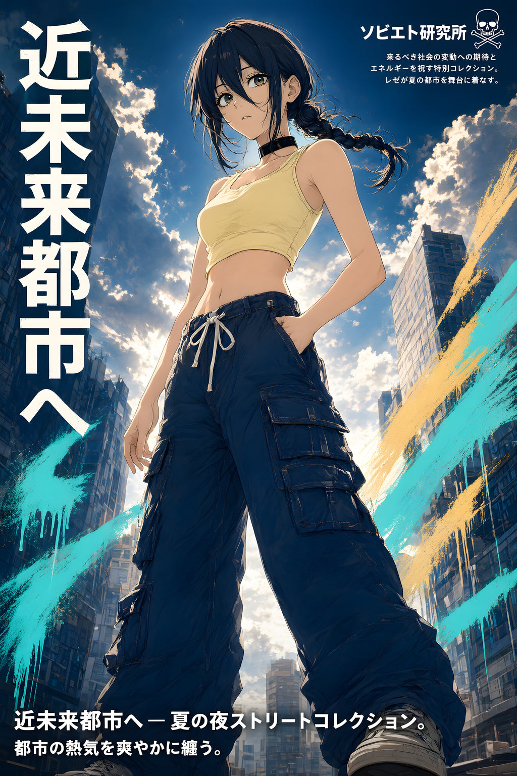 Chainsaw Man Reze Future City Streetwear Anime Poster — raw