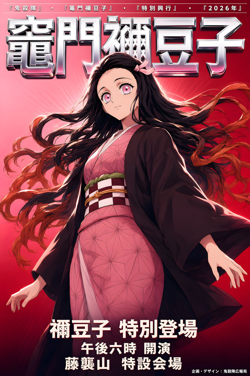Demon Slayer Nezuko Kamado Kimono Portrait Anime Poster — raw