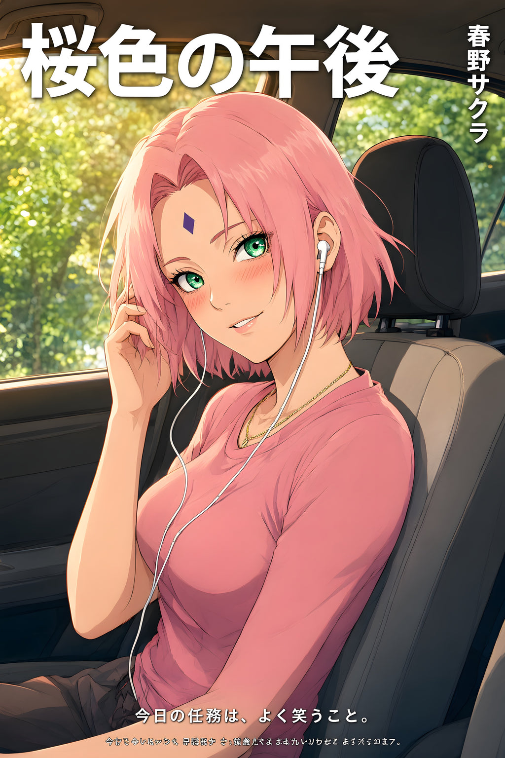 Naruto Sakura Road Trip Earbuds Anime Poster — raw