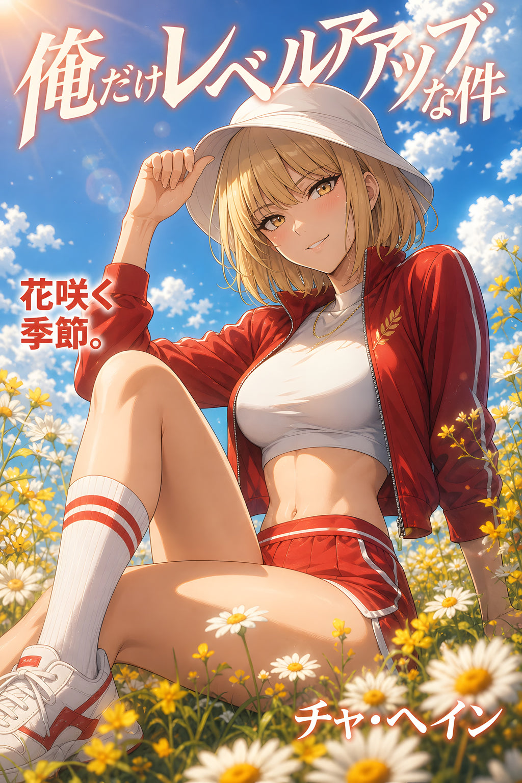 Solo Leveling Cha Hae-In Red Summer Flower Field Anime Poster — raw