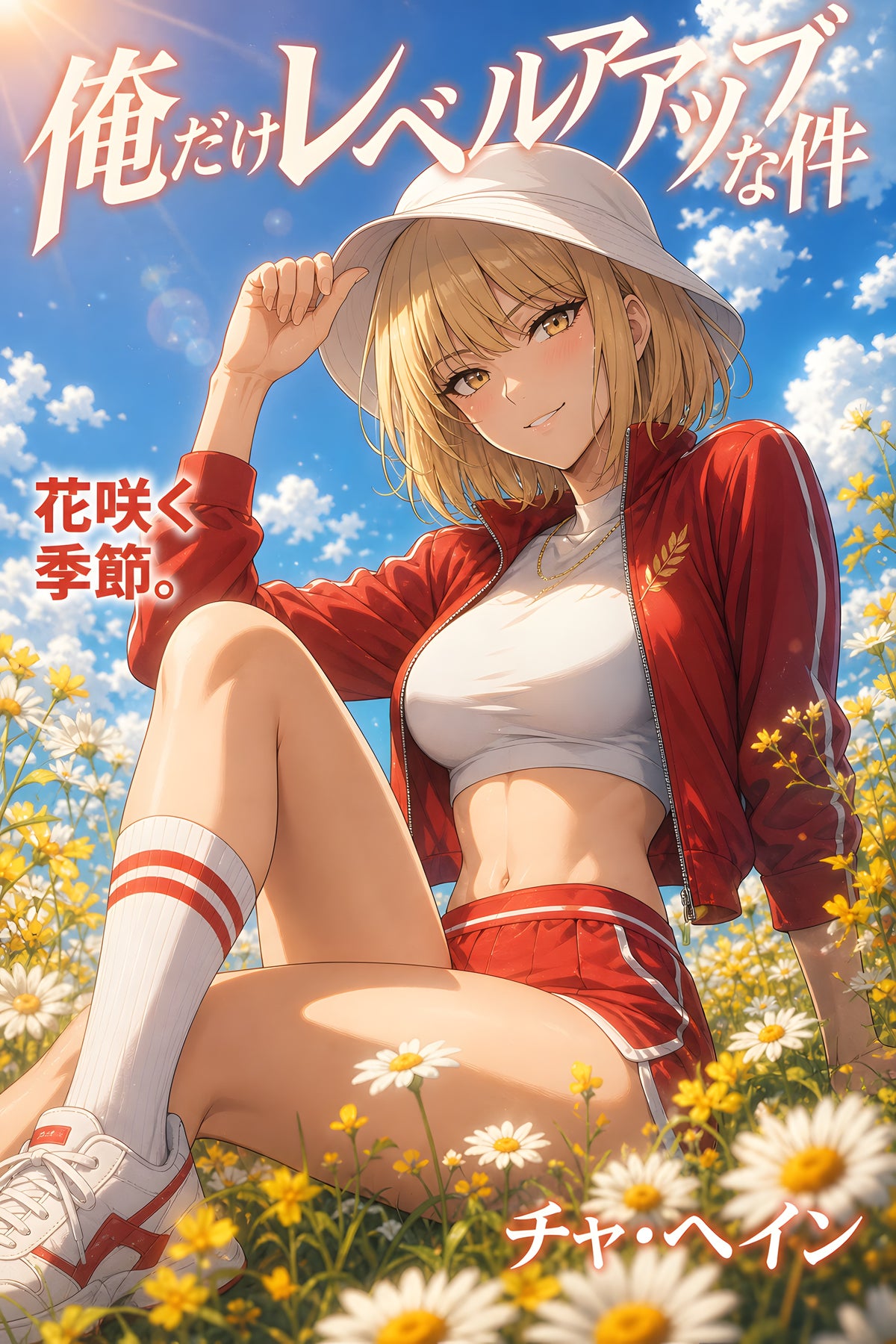 Solo Leveling Cha Hae-In Red Summer Flower Field Anime Poster — raw