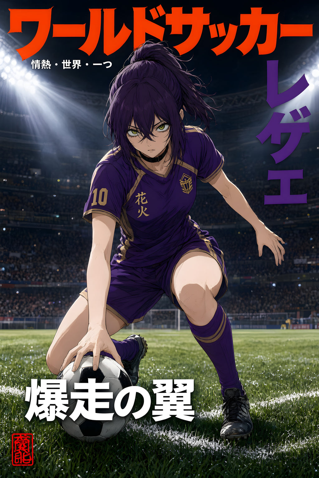Chainsaw Man Reze Purple Football Magazine Cover Anime Poster — raw