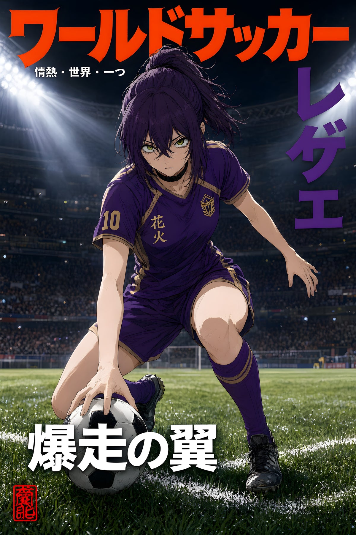 Chainsaw Man Reze Purple Football Magazine Cover Anime Poster — raw