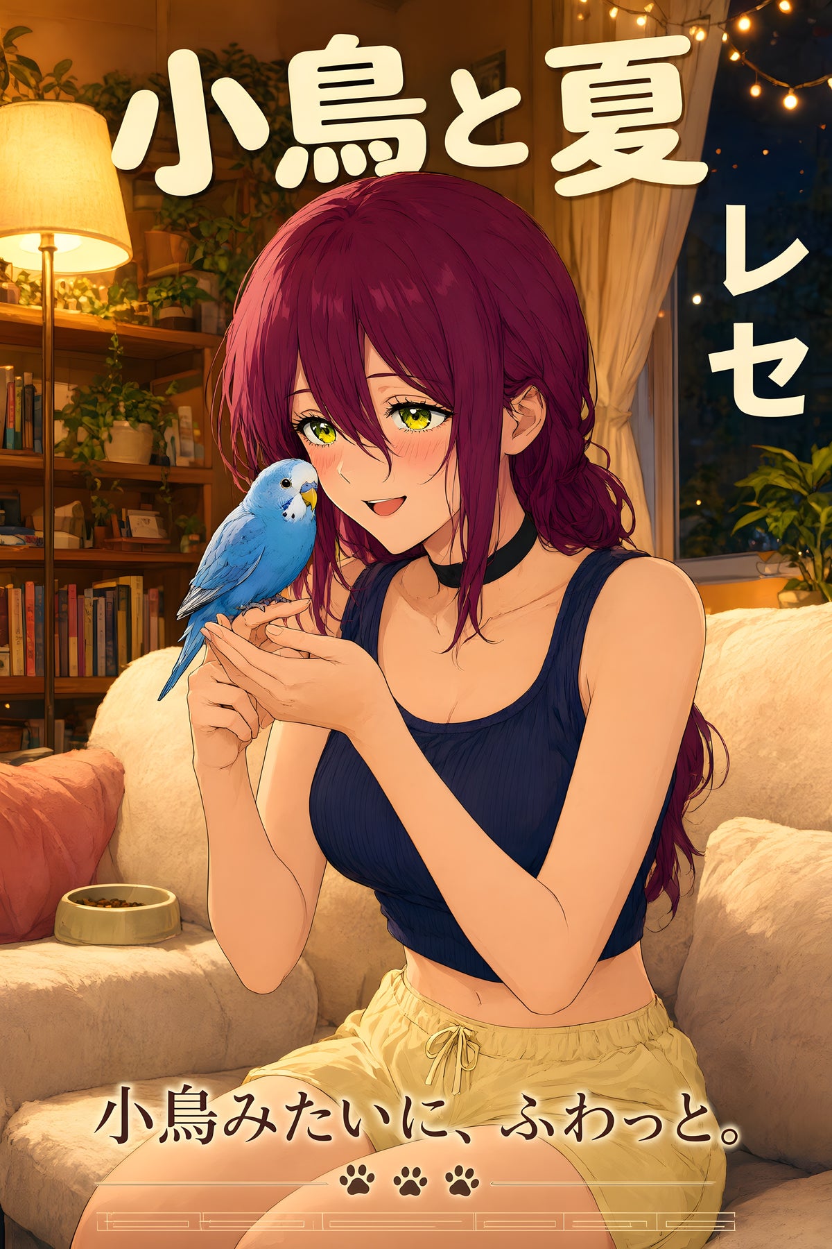 Chainsaw Man Reze Blue Budgie Portrait Anime Poster — raw
